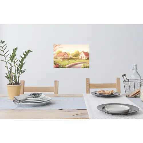 Schapen - Huisje - Platteland Muursticker klein -eettafel