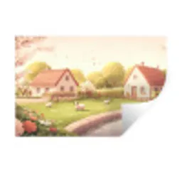 Schapen - Huisje - Platteland Muursticker klein -3d
