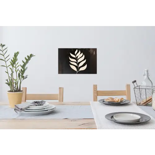Blad - Wit - Minimalistisch Muursticker klein -eettafel