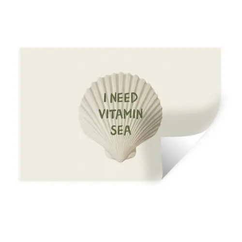 Schelp - Quote - Groen Muursticker klein -3d