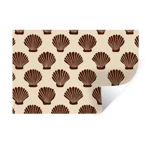 Schelpen - Bruin - Patroon Muursticker klein -3d