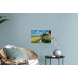 Zandpad - Huis - Bomen - Grasveld Muursticker klein -plant
