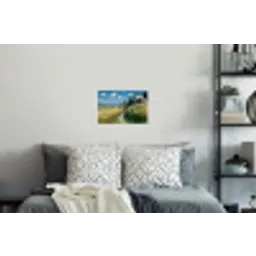 Zandpad - Huis - Bomen - Grasveld Muursticker klein -slaapkamer