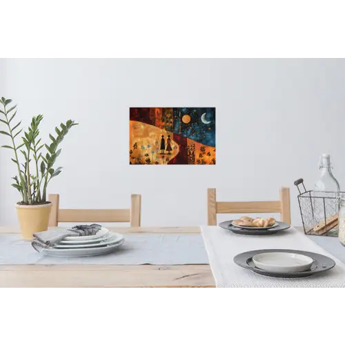 Silhouetten - Abstract - Zon - Maan Muursticker klein -eettafel