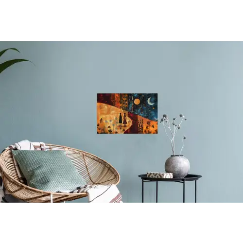 Silhouetten - Abstract - Zon - Maan Muursticker klein -plant
