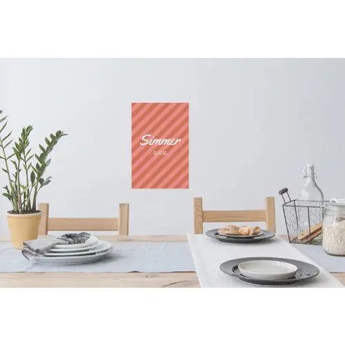 Simmer - Hartjes - Strepen - Roze Muursticker klein -eettafel