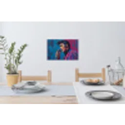 Zingende man - Glitterjas - Microfoon Muursticker klein -eettafel