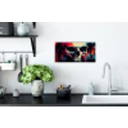 Schedel - Abstract - Rood - Blauw - Graffiti Muursticker klein -keuken