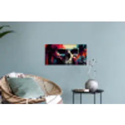 Schedel - Abstract - Rood - Blauw - Graffiti Muursticker klein -plant