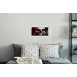 Schedel - Abstract - Rood - Blauw - Graffiti Muursticker klein -slaapkamer