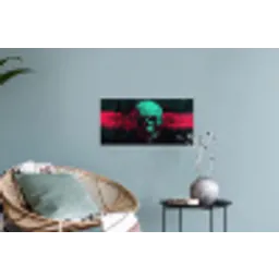 Schedel - Cyberpunk - Neon Rood Muursticker klein -plant