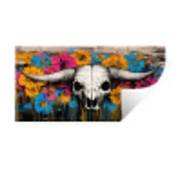 Schedel - Bloemen - Graffiti Muursticker klein -3d