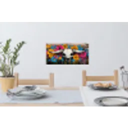 Schedel - Bloemen - Graffiti Muursticker klein -eettafel