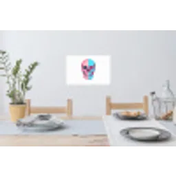 Schedel - Grafisch - Roze - Verdeeld Muursticker klein -eettafel