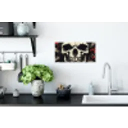 Schedel - Kettingen - Rood Muursticker klein -keuken
