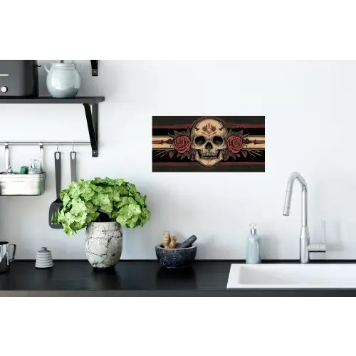 Schedel - Rozen - Gotisch Muursticker klein -keuken