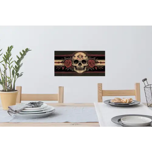 Schedel - Rozen - Gotisch Muursticker klein -eettafel