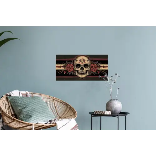Schedel - Rozen - Gotisch Muursticker klein -plant
