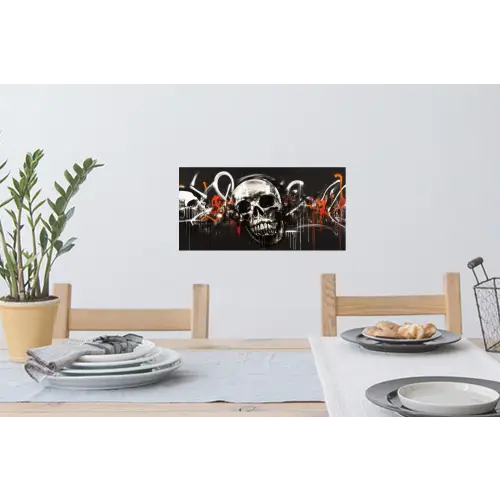 Schedels - Kunst - Donker - Rood Muursticker klein -eettafel