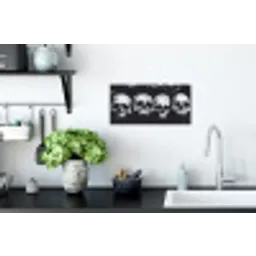 Schedels - Zwart - Contrast Muursticker klein -keuken