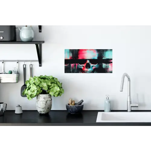 Schedels - Glitch - Cyberpunk Muursticker klein -keuken