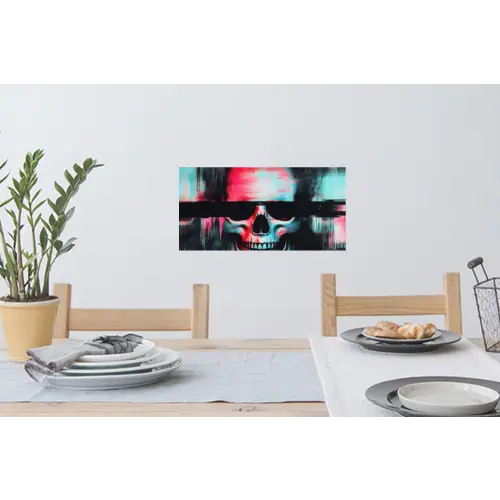 Schedels - Glitch - Cyberpunk Muursticker klein -eettafel