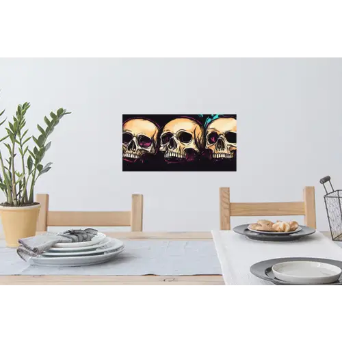 Schedels - Graffiti - Neon Muursticker klein -eettafel