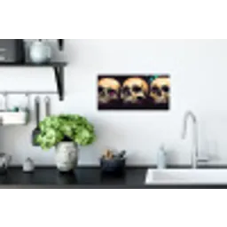 Schedels - Graffiti - Neon Muursticker klein -keuken