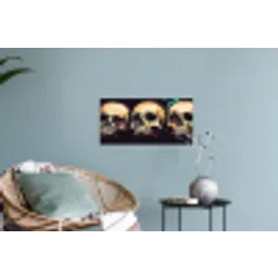 Schedels - Graffiti - Neon Muursticker klein -plant