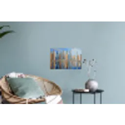 Skyline - Wolkenkrabbers - Water - Blauw Muursticker klein -plant