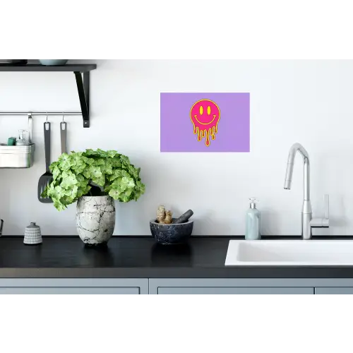 Smiley - Drip - Neon Muursticker klein -keuken