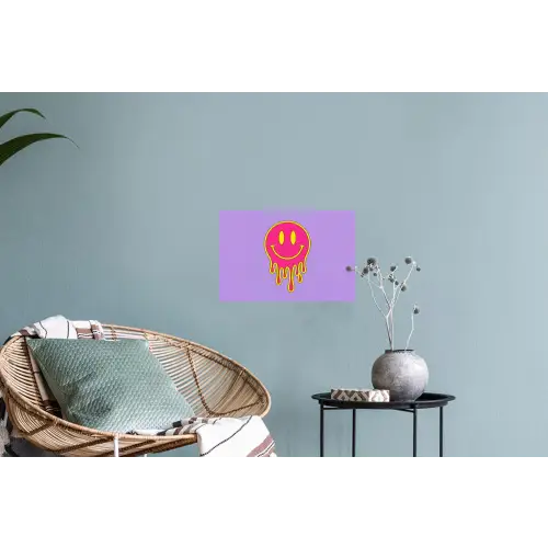 Smiley - Drip - Neon Muursticker klein -plant