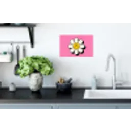 Smiley - Bloem - Roze Muursticker klein -keuken