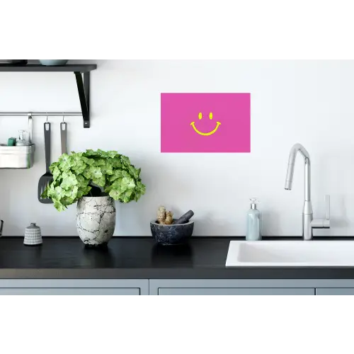 Smiley - Vrolijk - Roze Muursticker klein -keuken