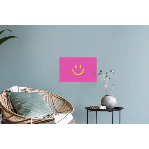 Smiley - Vrolijk - Roze Muursticker klein -plant