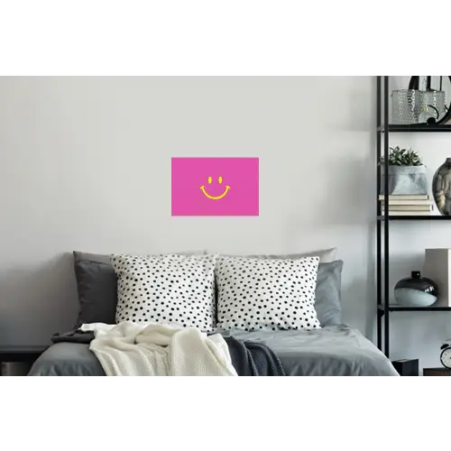 Smiley - Vrolijk - Roze Muursticker klein -slaapkamer