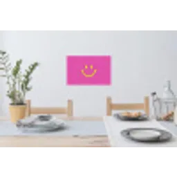 Smiley - Vrolijk - Roze Muursticker klein -eettafel
