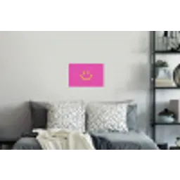 Smiley - Vrolijk - Roze Muursticker klein -slaapkamer