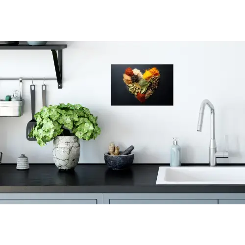 Specerijen - Mix - Hartvorm - Zwart Muursticker klein -keuken