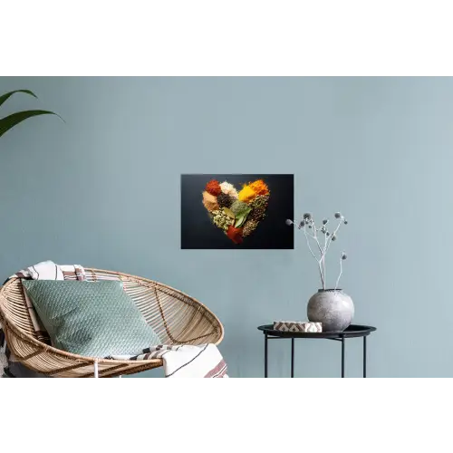 Specerijen - Mix - Hartvorm - Zwart Muursticker klein -plant