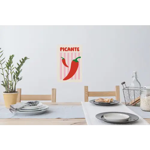 Pittig - Pepers - Rood Muursticker klein -eettafel