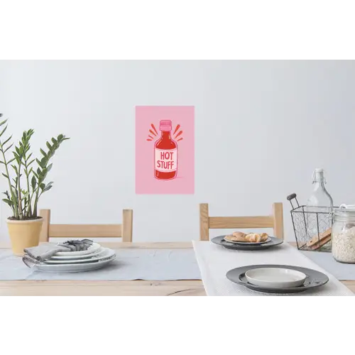 Pittig - Rood - Saus - Grafisch Muursticker klein -eettafel