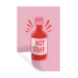 Pittig - Rood - Saus - Grafisch Muursticker klein -3d