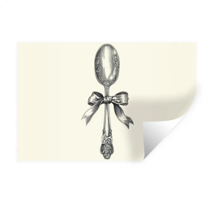 Lepel - Strik - Grijs Muursticker klein -3d