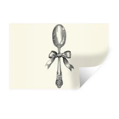 Lepel - Strik - Grijs Muursticker klein -3d