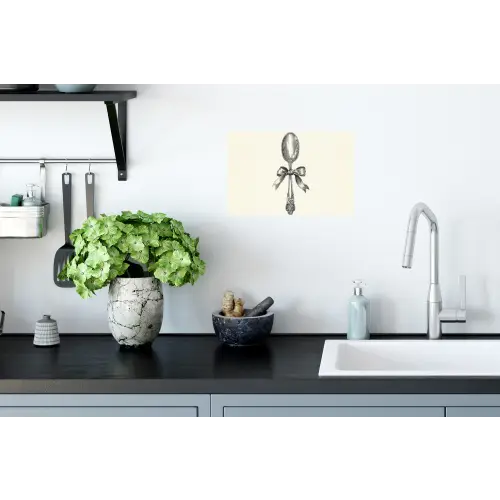 Lepel - Strik - Grijs Muursticker klein -keuken
