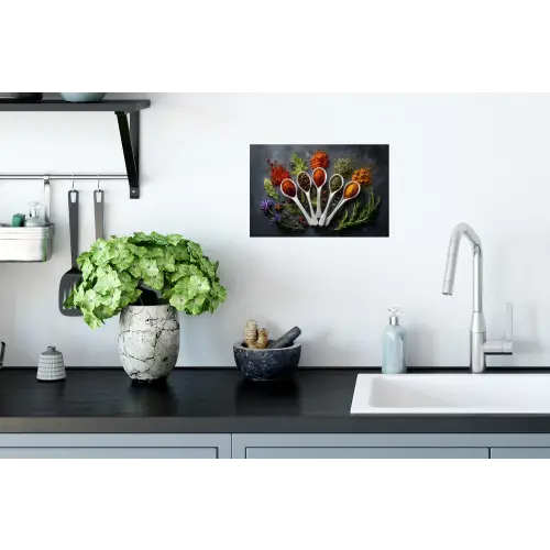 Lepels - Wit - Poeder - Kruiden Muursticker klein -keuken