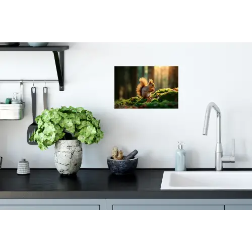 Eekhoorn - Nootje - Gras Muursticker klein -keuken