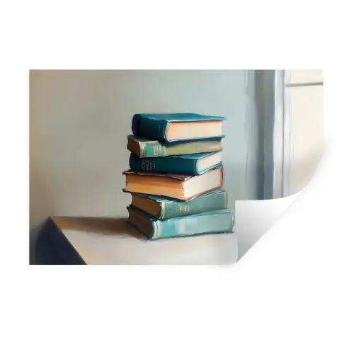 Stapel - Boeken - Groen - Daglicht Muursticker klein -3d
