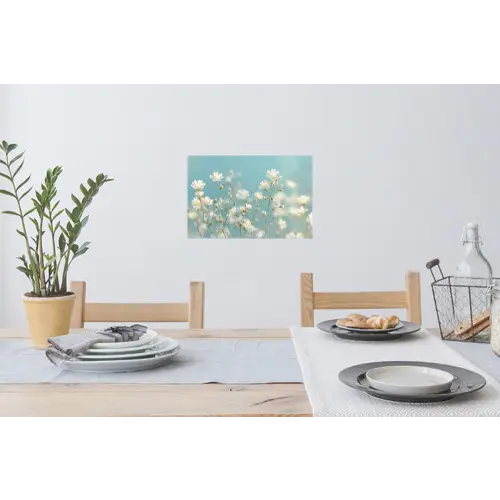Stengels - Bloemen - Lucht - Wit Muursticker klein -eettafel
